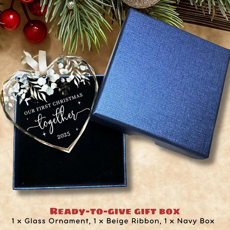 TEEBIM Our First Christmas Together Ornament 2025 - Wedding Gifts - Wedding Gifts for Couples 2025 - Future Mr and Mrs, Married Couple Gift Ideas - Glass 1st Christmas Together Ornament - Image 4